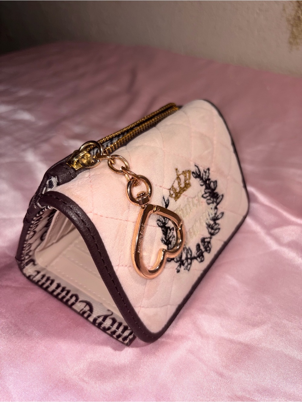 Juicy Couture Pink Quilted Velour Wallet